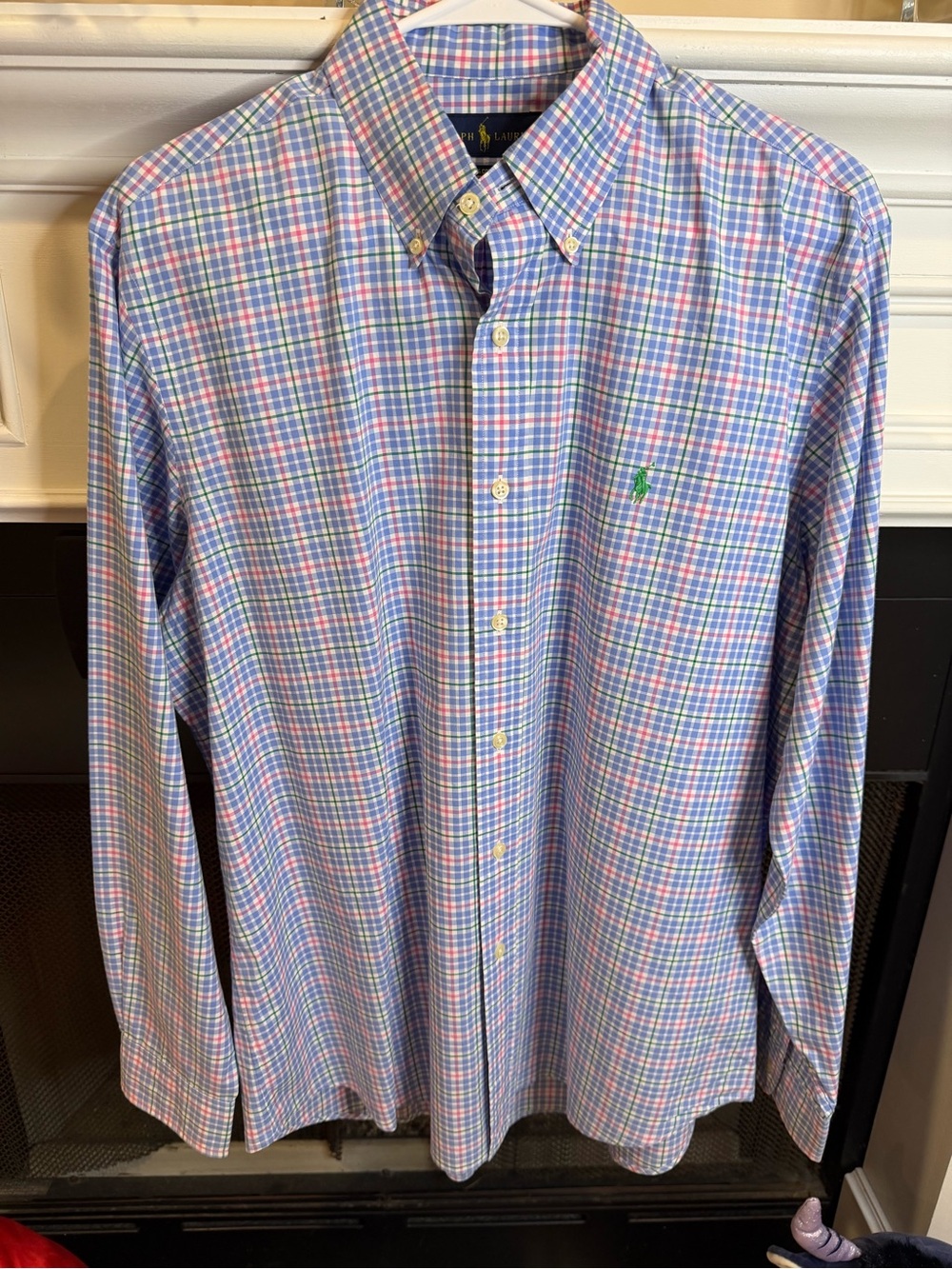 Ralph Lauren Blue and Pink Plaid Long-Sleeve Button-Down Shirt